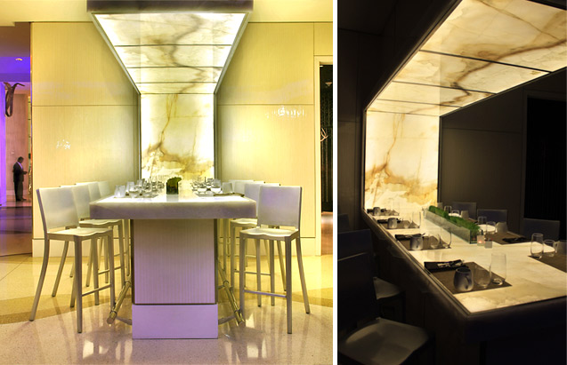 Backlit Onyx Table Hotel Lobby Feature