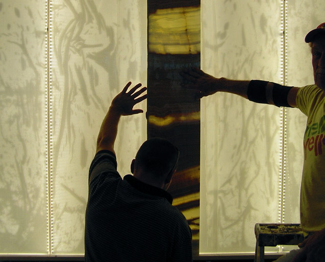Backlit Onyx Stone Wall Construction Installation Progress