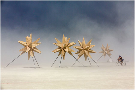 Starlight Backlit Metal Stars Installation Desert Art Burning Man