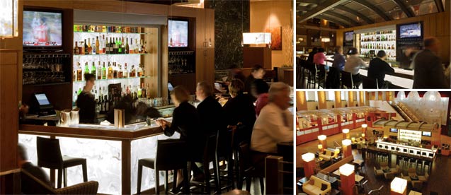 Backlighted Illuminated White Onyx Bar Panels and Feature Wall at Houston Hyatt Hotel Park Bar Interior