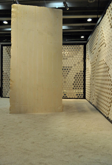 Perforated Marble Wall Partition Design by Snohetta