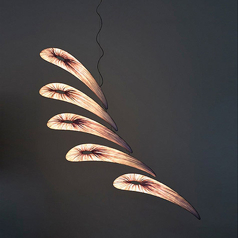 Suspended Beige Wing Shaped Light Fixture Mobile