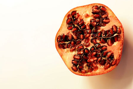 Pomegranate Cut Open Seeds Inside Red