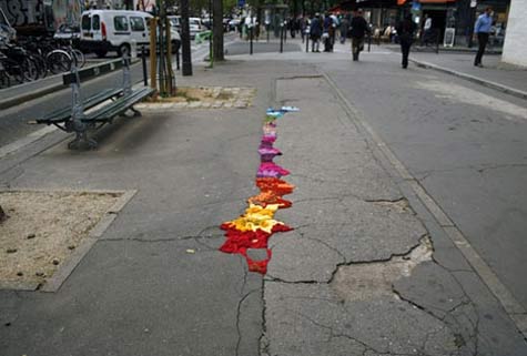 Restoring Pothole Deterioration with Yarn Art Installation