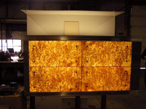 GPI Design Mock Up Backlit Wood Wall Panels for Lobby Feature Wall Design