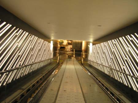 View Down the Escalator Backlit Custom 3Form Varia Ecoresin and Wood Panels