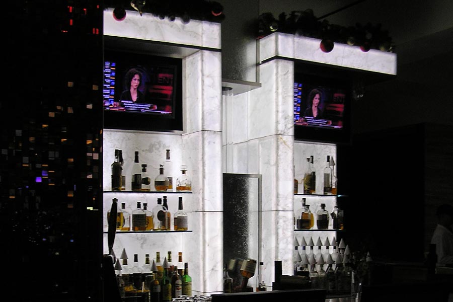 Backlit Onyx Bar Wall, Maker's Mark Steakhouse, Indianapolis, Indiana