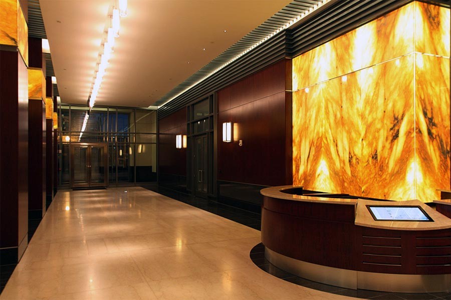 Backlit Onyx Wall + Columns