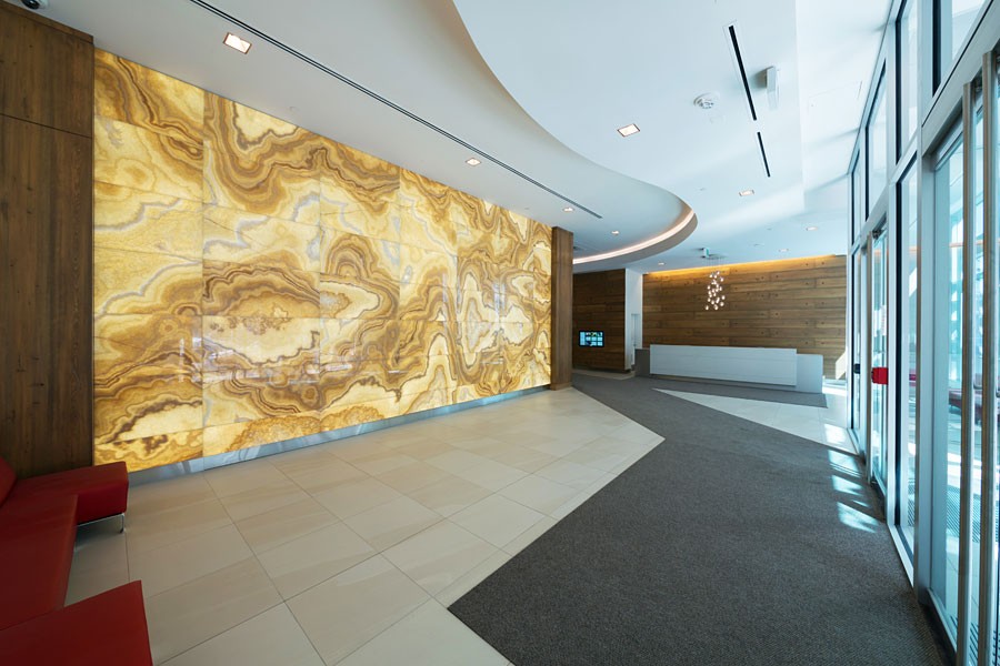 Backlit Onyx Lobby Feature Wall