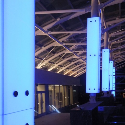 Backlit Glass Exterior Columns