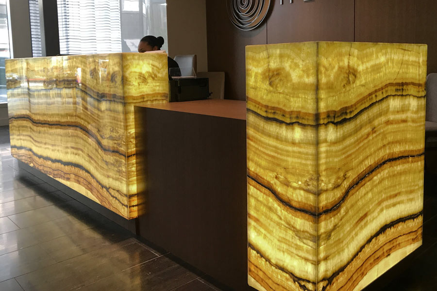 Backlit Honey Onyx Reception Desk