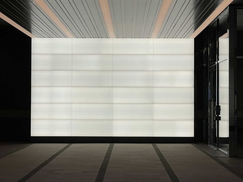 Backlit Glass Wall + Reception Desk