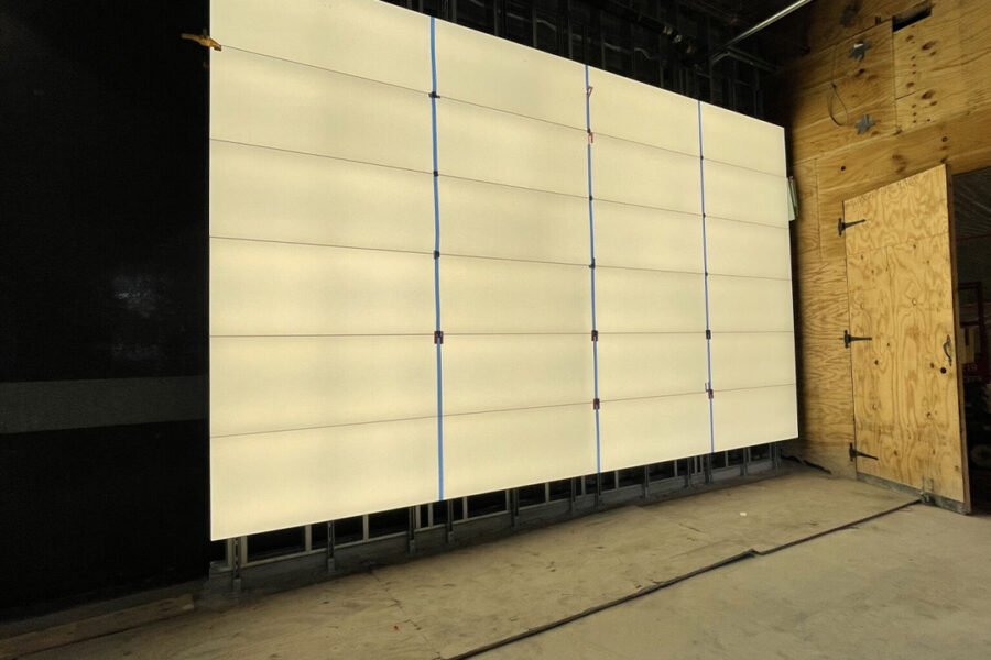 Backlit Glass Wall + Reception Desk