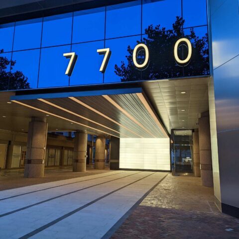 Backlit Glass Wall + Reception Desk