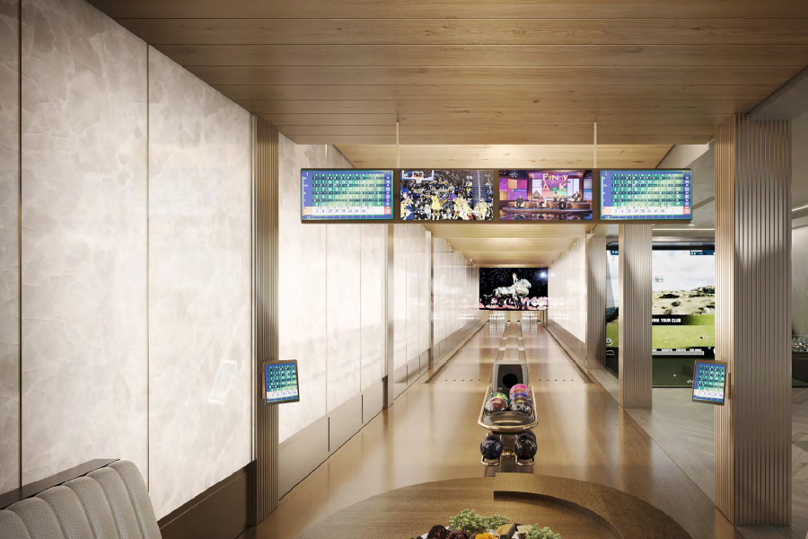 Backlit Onyx Bowling Alley Wall