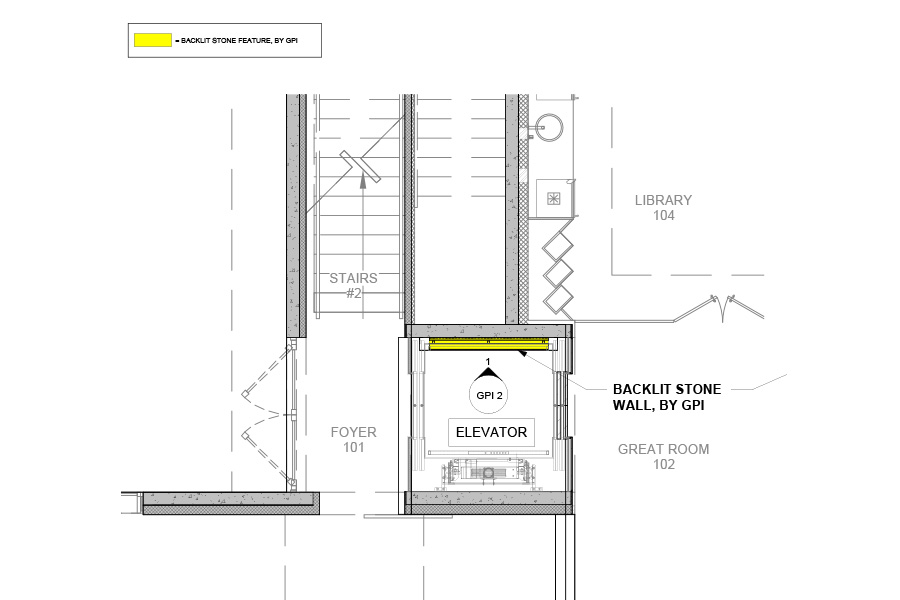 Backlit Elevator Shaft Wall