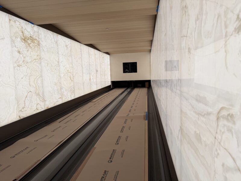 Backlit Onyx Bowling Alley Wall