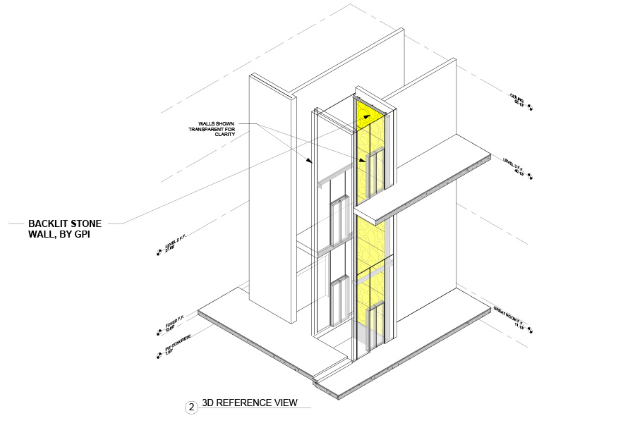 Backlit Elevator Shaft Wall