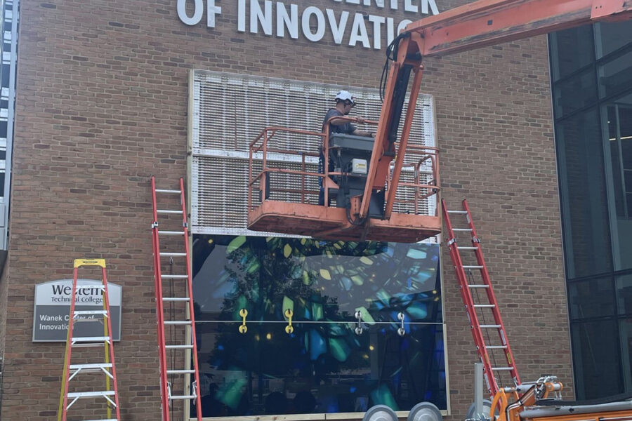 Backlit Custom Art Glass Feature