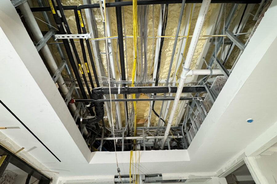 Two Custom Backlit Skylights & Four Illuminated Columns