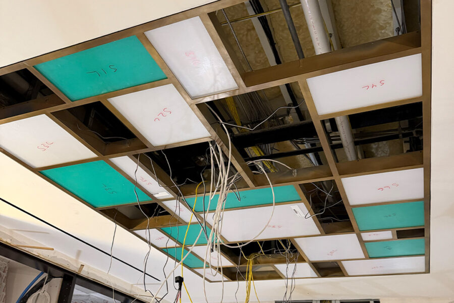 Two Custom Backlit Skylights & Four Illuminated Columns