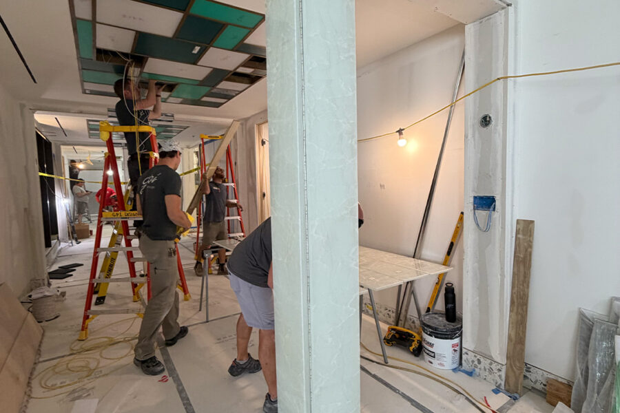Two Custom Backlit Skylights & Four Illuminated Columns