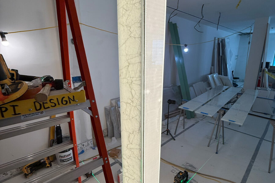 Two Custom Backlit Skylights & Four Illuminated Columns