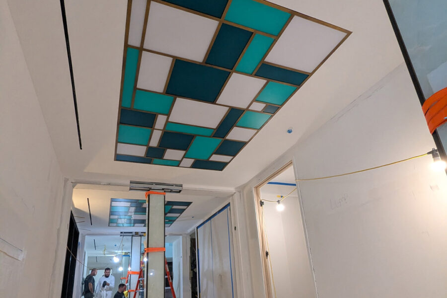 Two Custom Backlit Skylights & Four Illuminated Columns