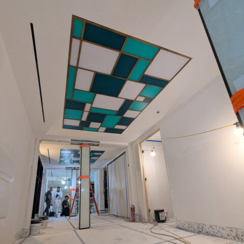 Two Custom Backlit Skylights & Four Illuminated Columns