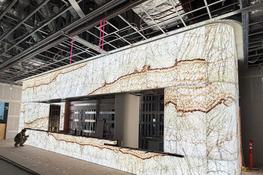 Curved Backlit Bar Walls